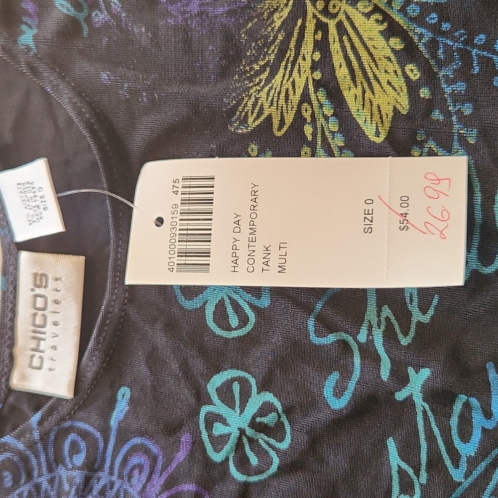 Chico's Multicolored Tank Top Size 0 - Picture 5 of 6